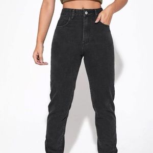 Black High waisted mom fit jeans.